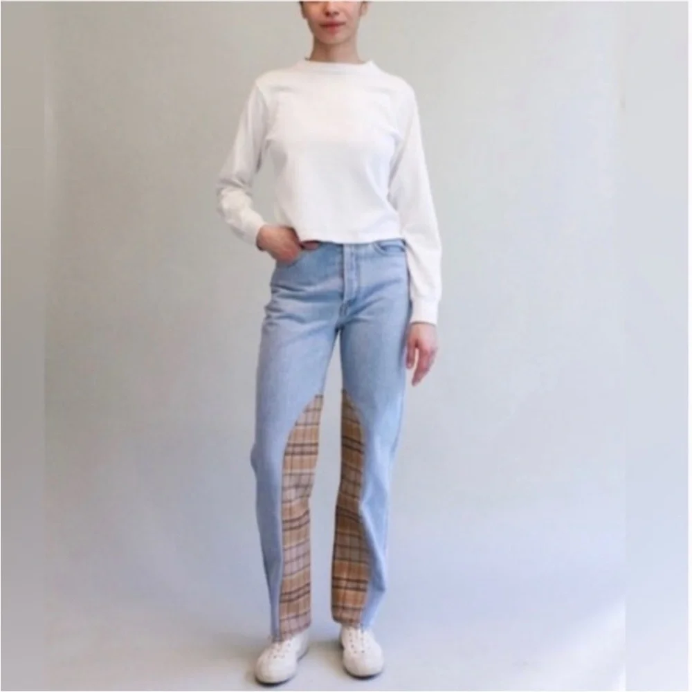 Still Here • Jeans Childhood Straight Leg in Butterscotch Vintage Blue Plaid